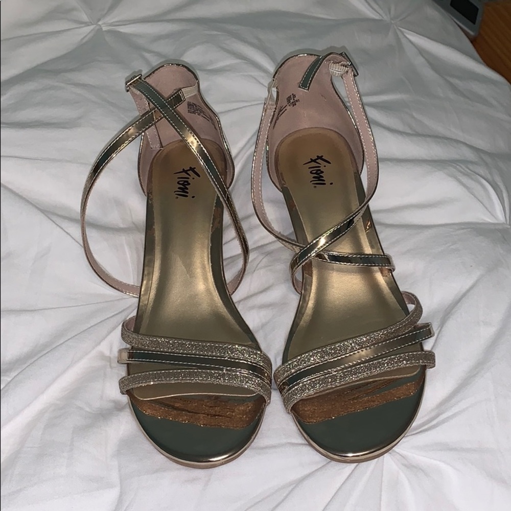 gold glitter strappy wedges